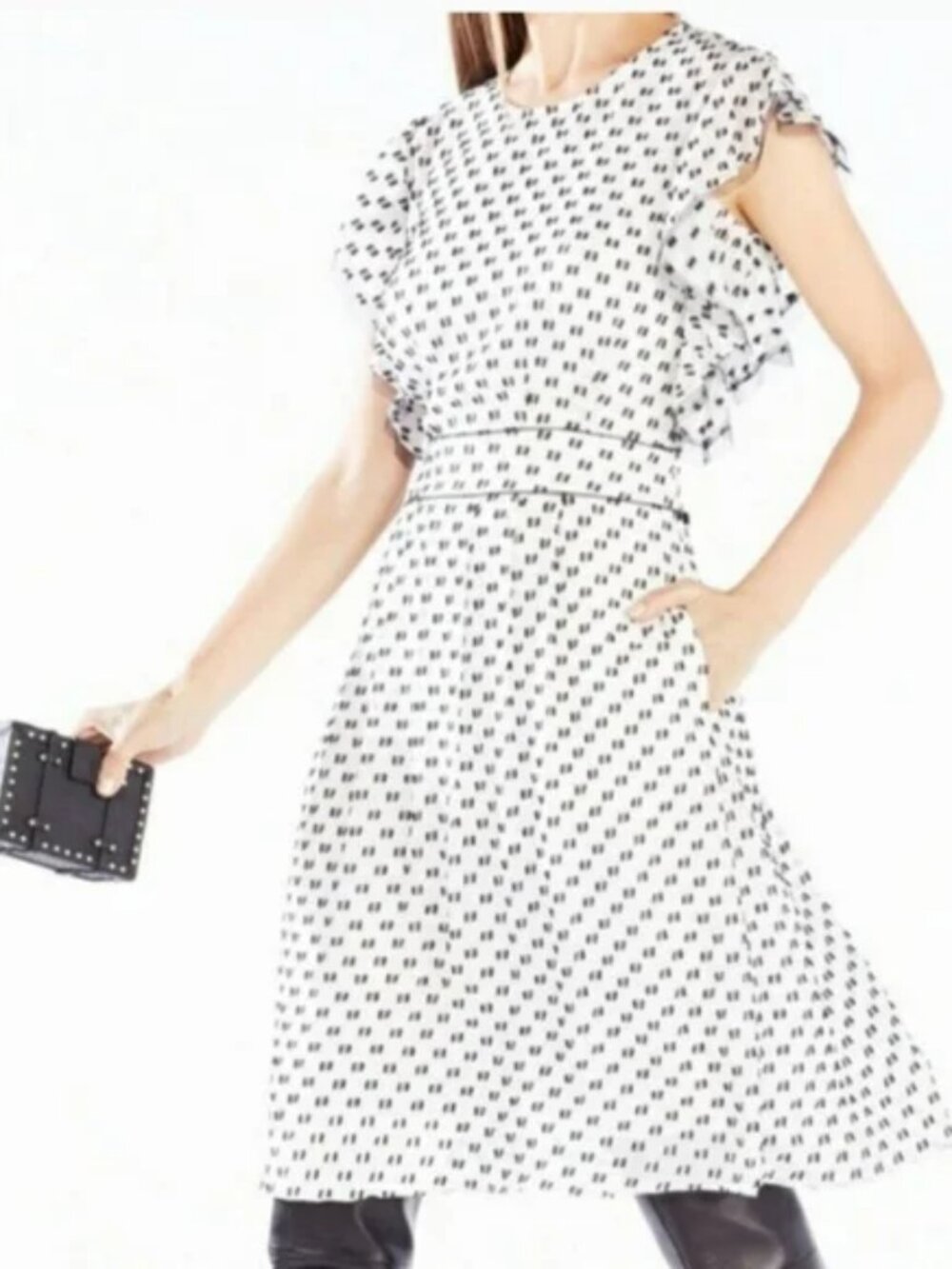 NWT BCBG Silk Blend Cocktail Dress with Ruffle Sleeves Size 10
